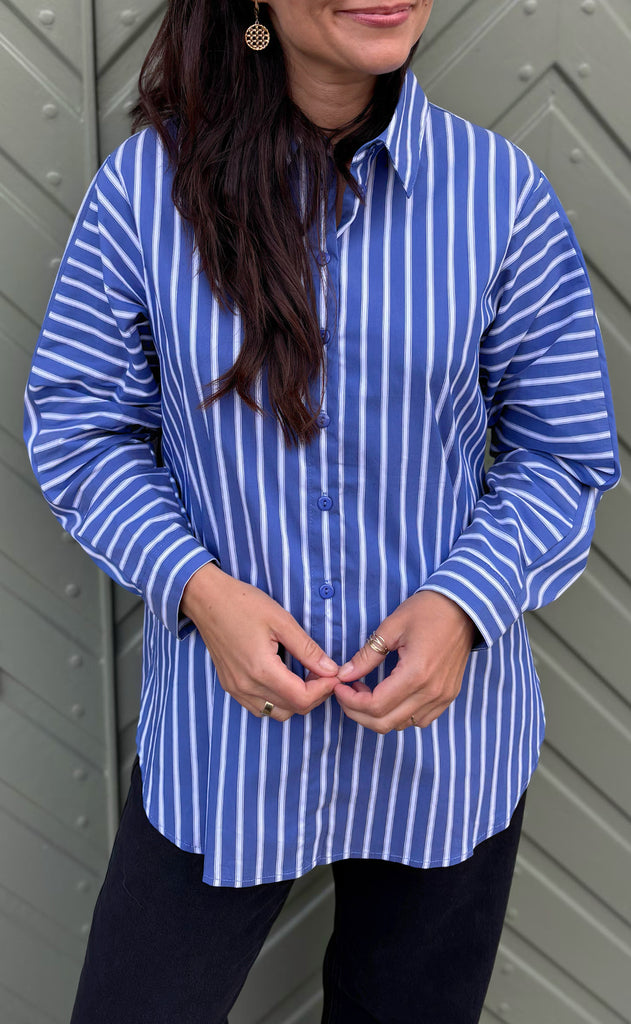 Say INA Copenhagen Skjorte - Katrina - Dark Blue Striped