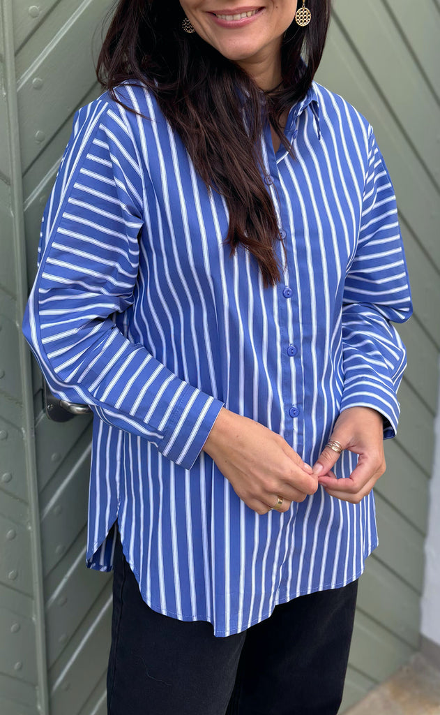 Say INA Copenhagen Skjorte - Katrina - Dark Blue Striped