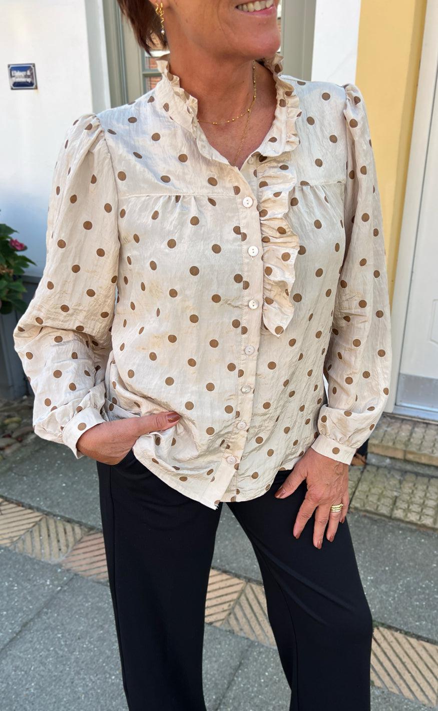 Say INA Copenhagen Skjorte - Kesha - Beige / Brown Dots