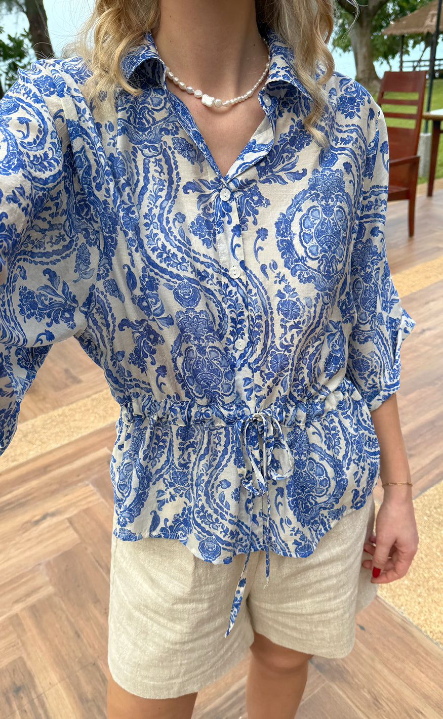 Say INA Copenhagen Skjorte - Liana - Blue Paisley