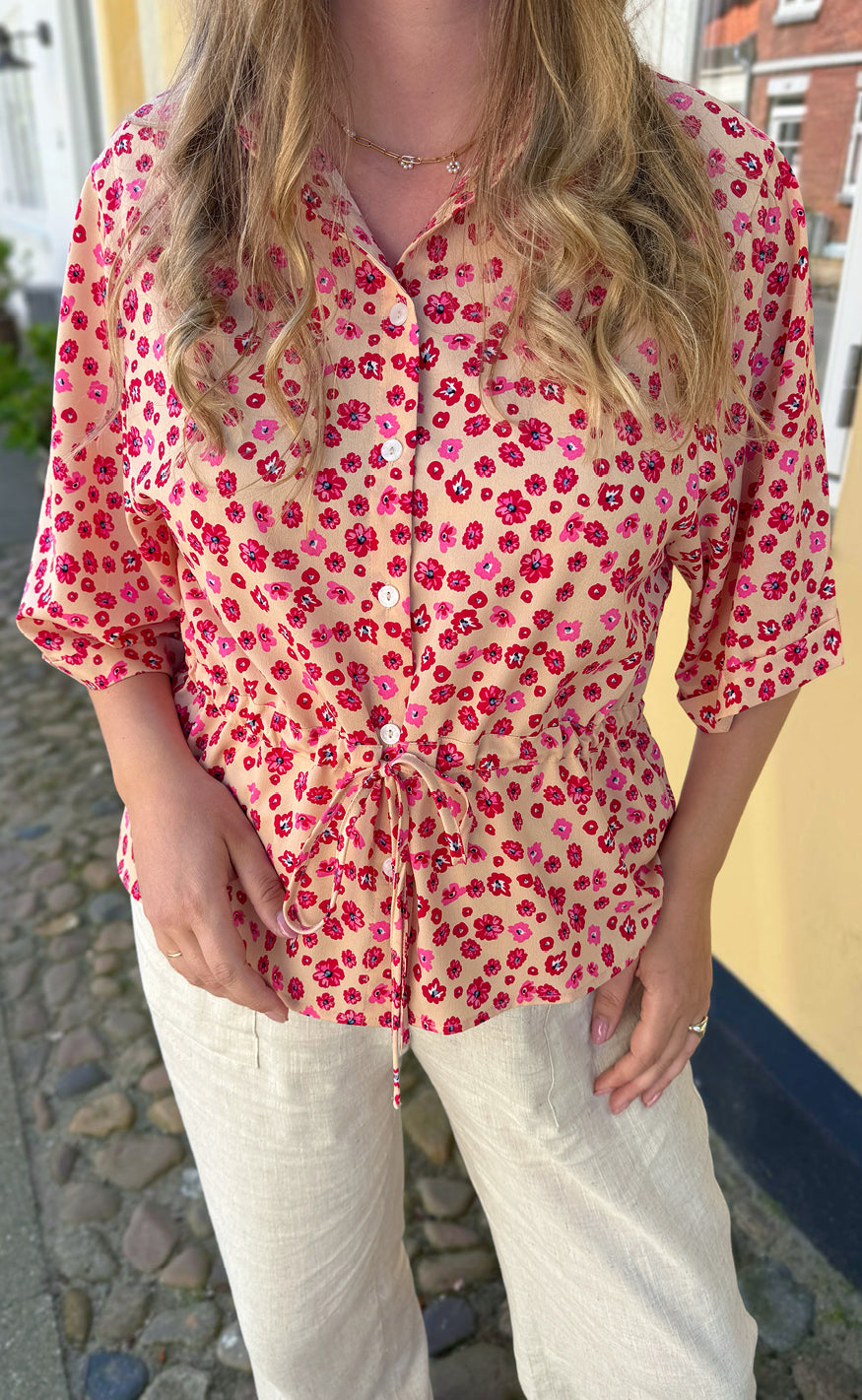 Say INA Copenhagen Skjorte - Liana - Pink / Red Flowers