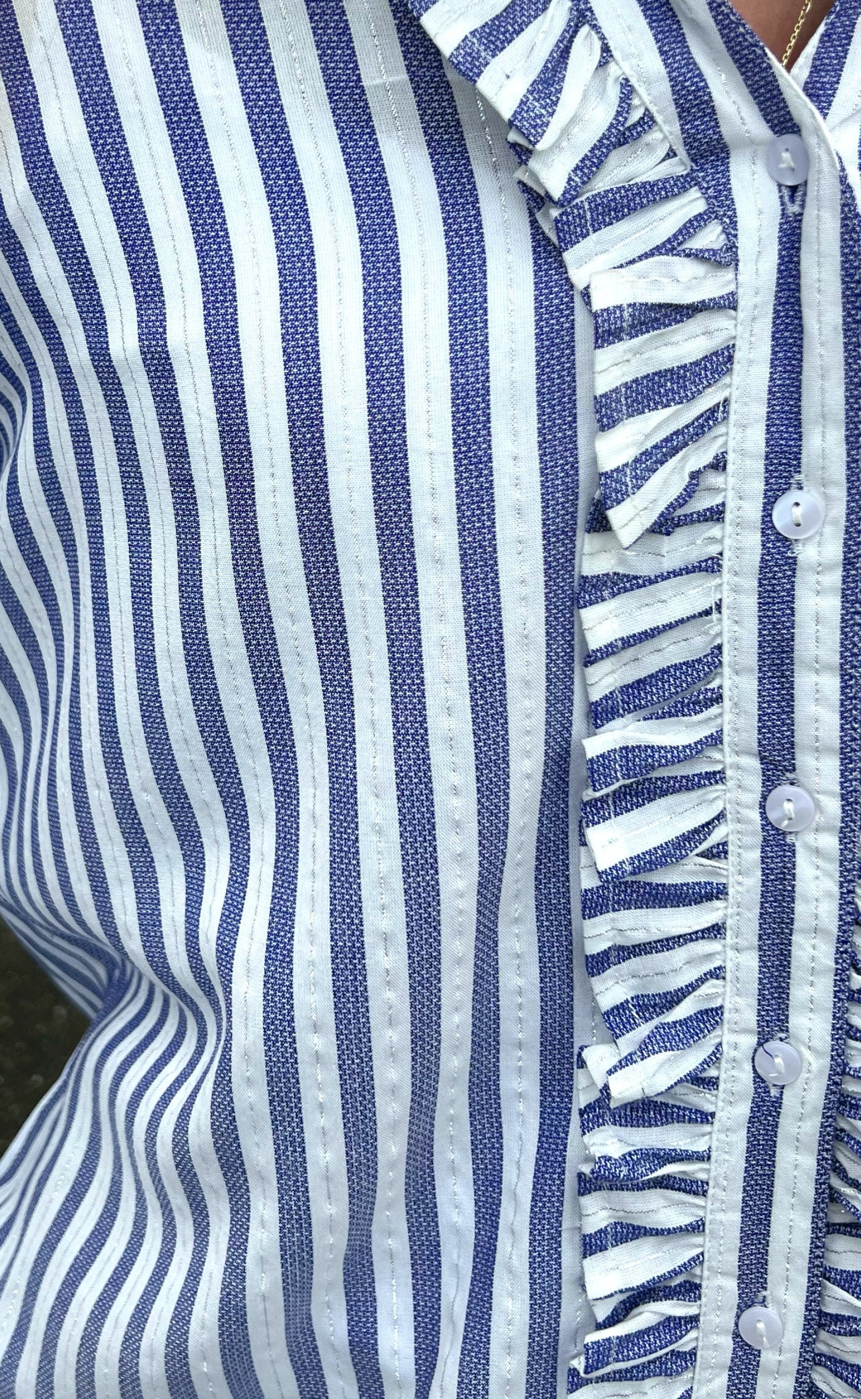 Say INA Copenhagen Skjorte - Naya - Navy / White Stripes W. Lurex