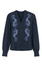 Say INA Copenhagen Skjorte - Pauline - Navy Blue W. Flower Embroidery