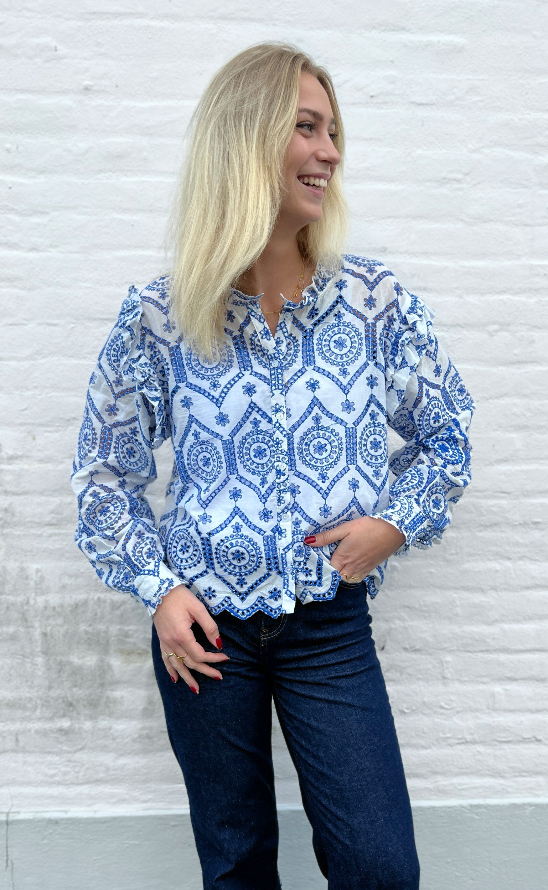 Say INA Copenhagen Skjorte - Selina - White / Blue