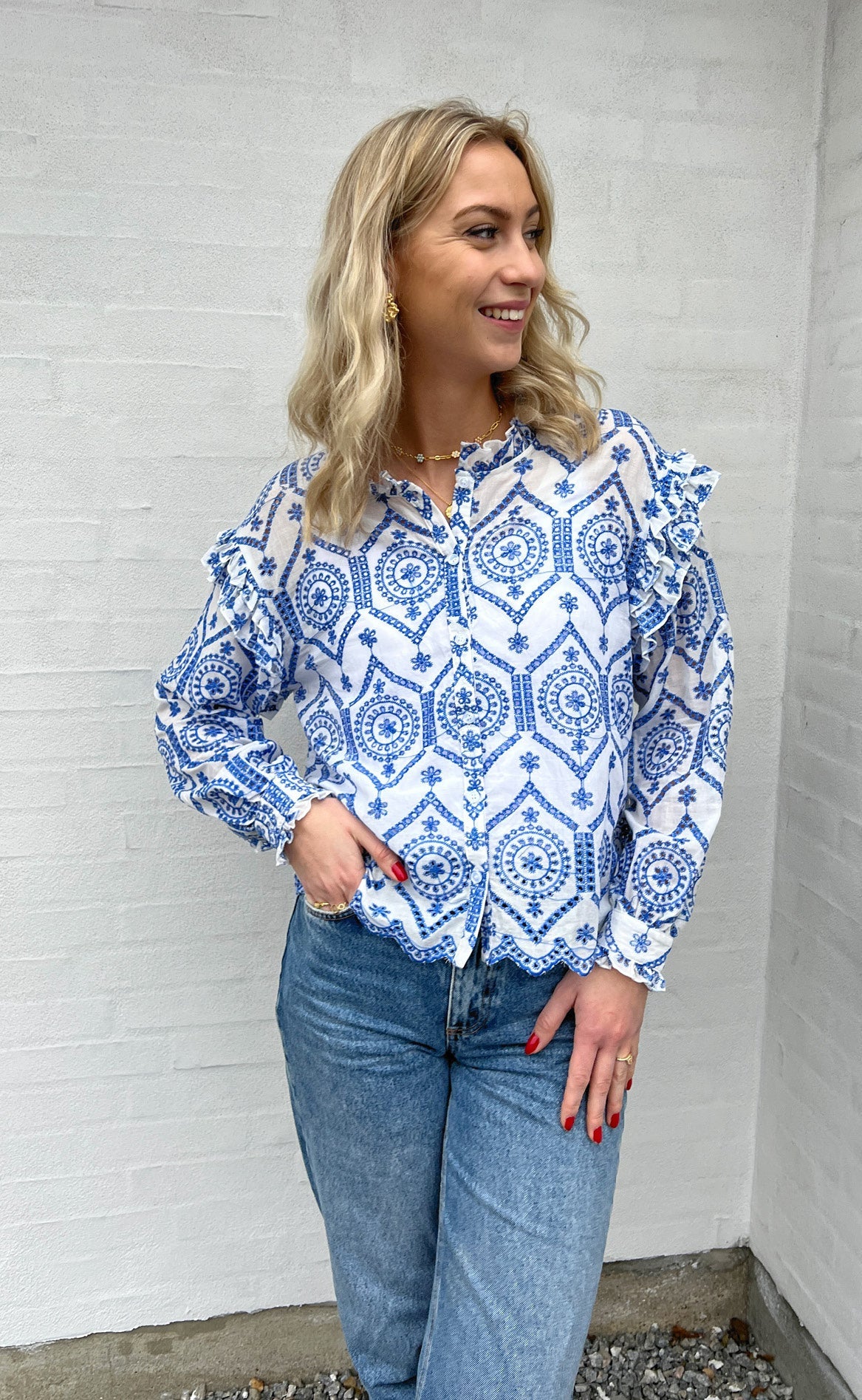 Say INA Copenhagen Skjorte - Selina - White / Blue