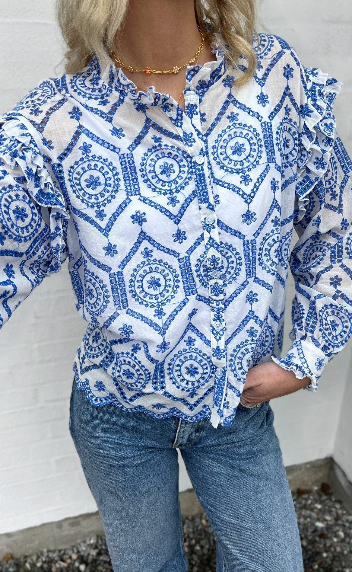 Say INA Copenhagen Skjorte - Selina - White / Blue