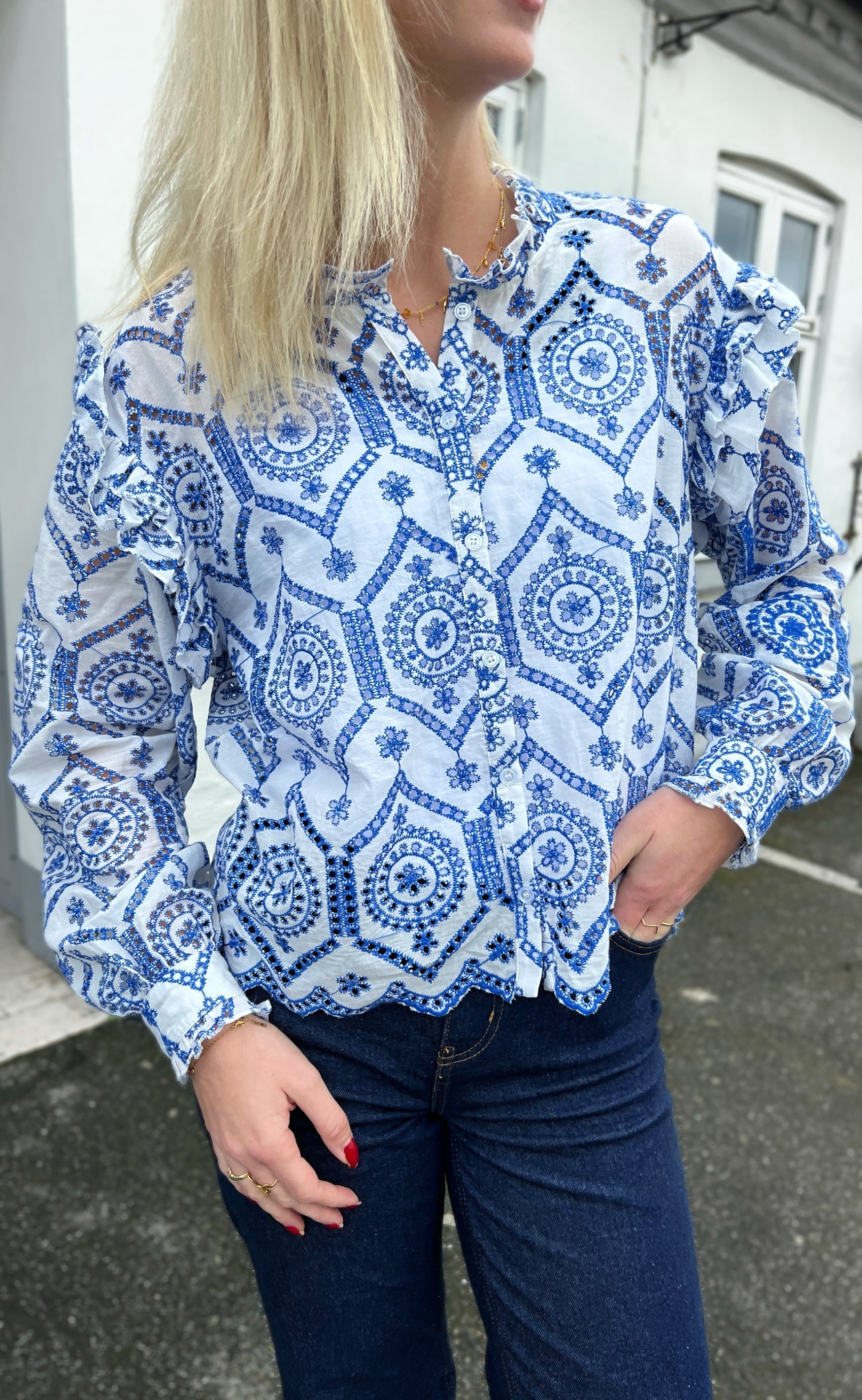 Say INA Copenhagen Skjorte - Selina - White / Blue
