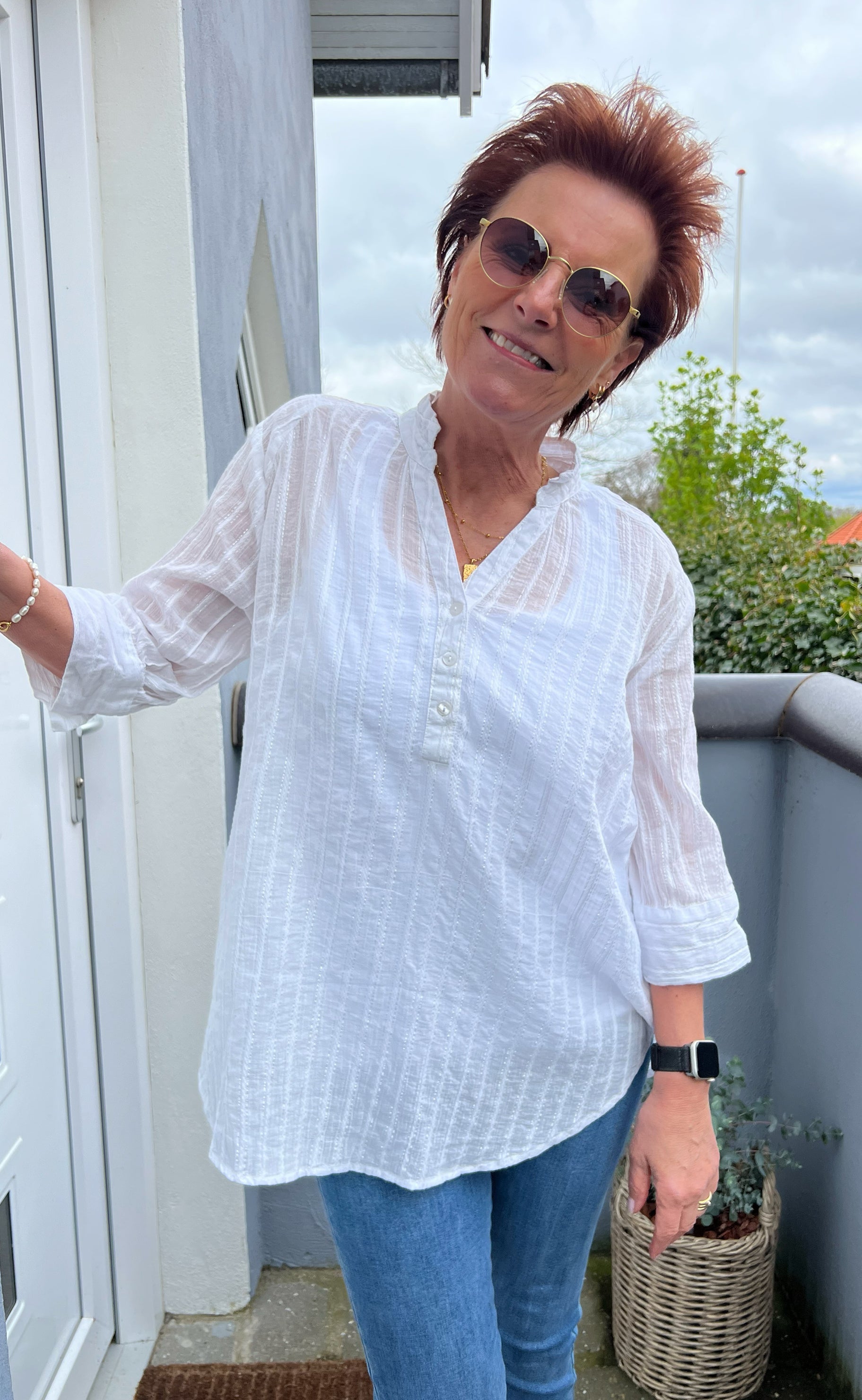 Say INA Copenhagen Skjorte - Simona - White Lurex