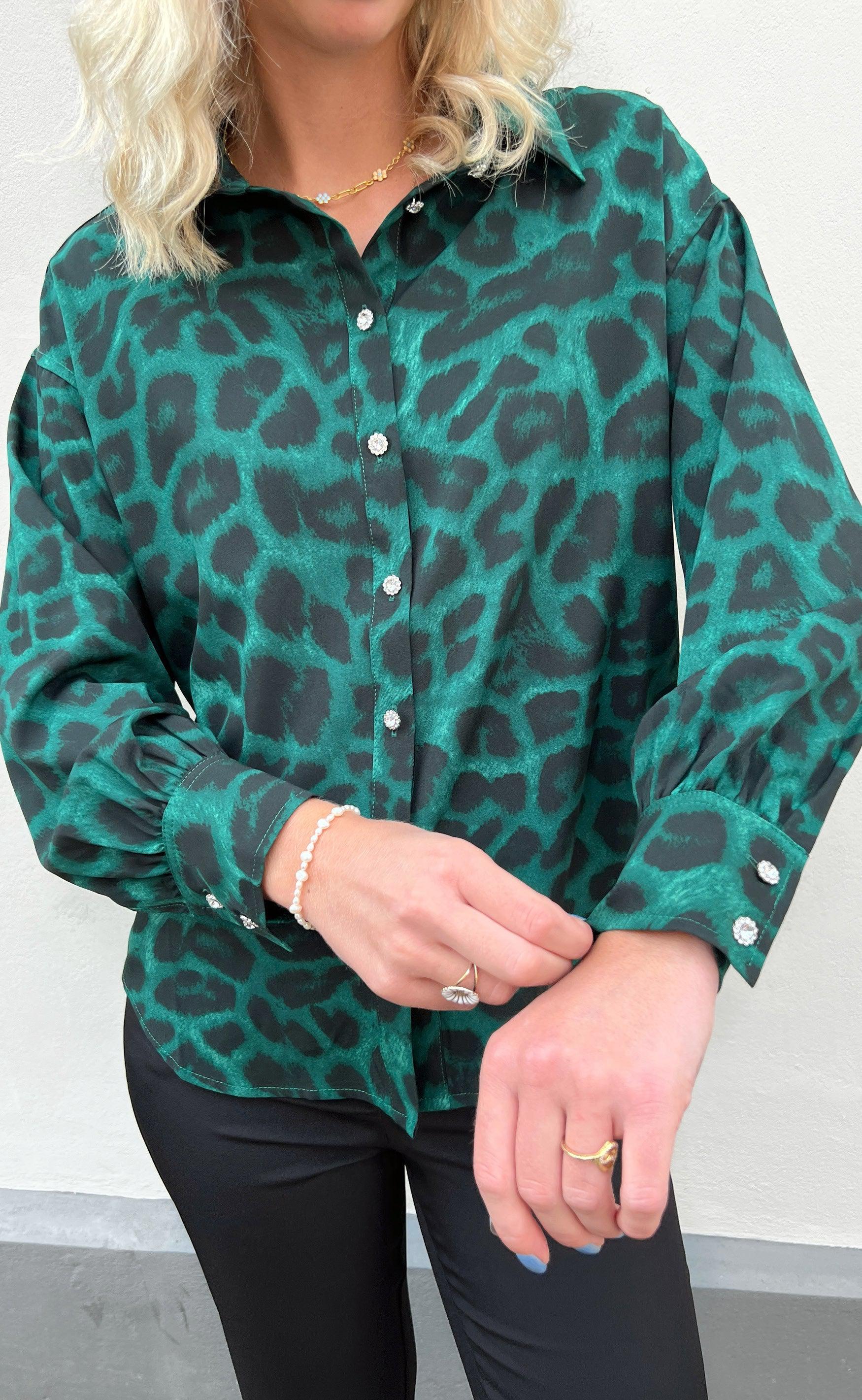Say INA Copenhagen Skjorte - Stella - Green Leopard