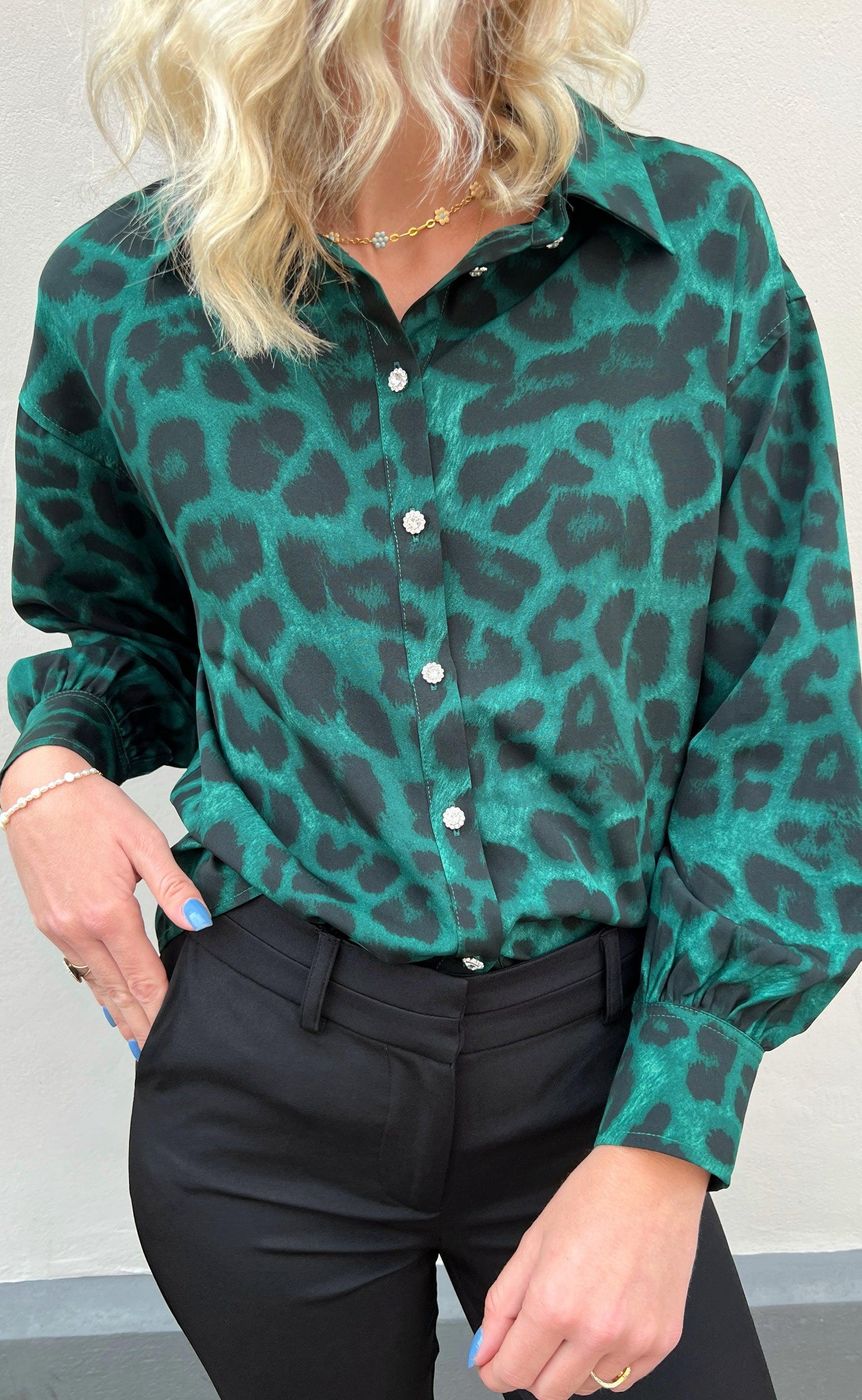 Say INA Copenhagen Skjorte - Stella - Green Leopard