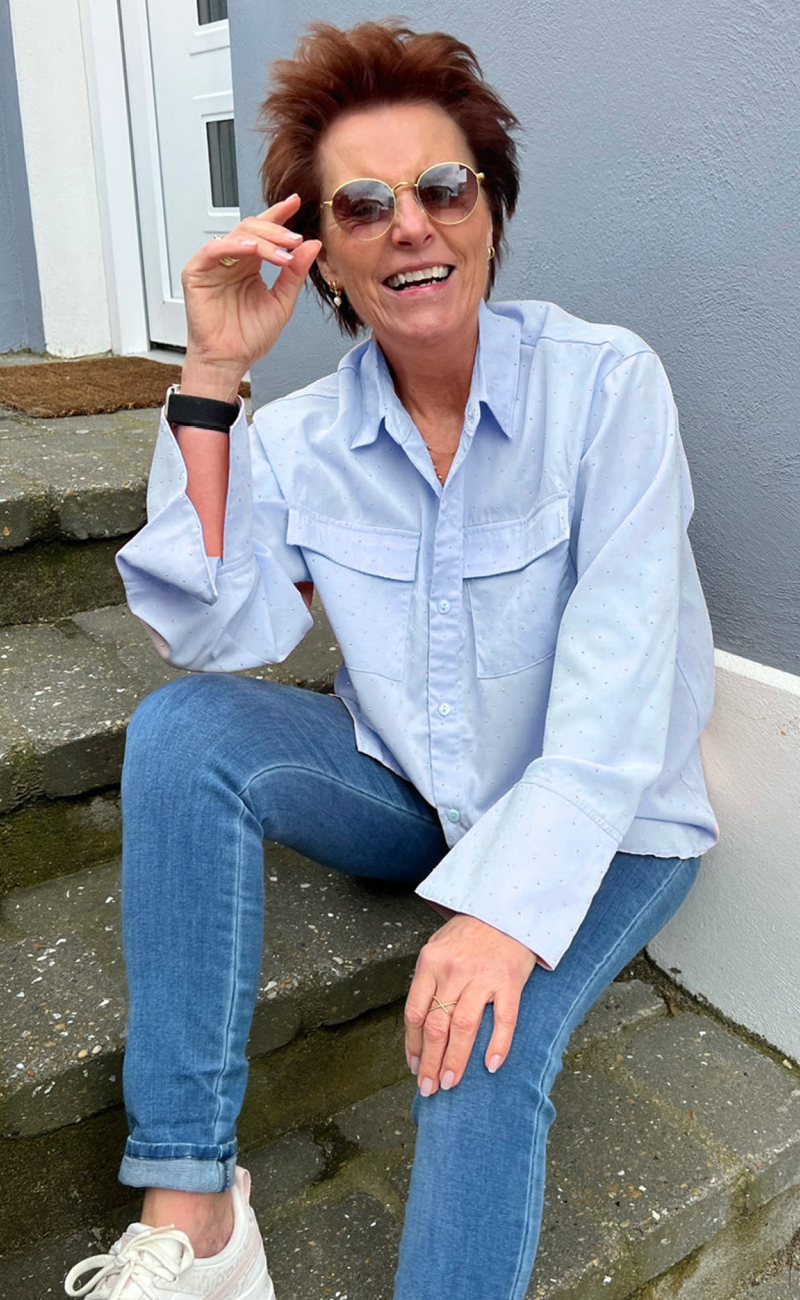 Say INA Copenhagen Skjorte - Susanne Rhinestone - Blue