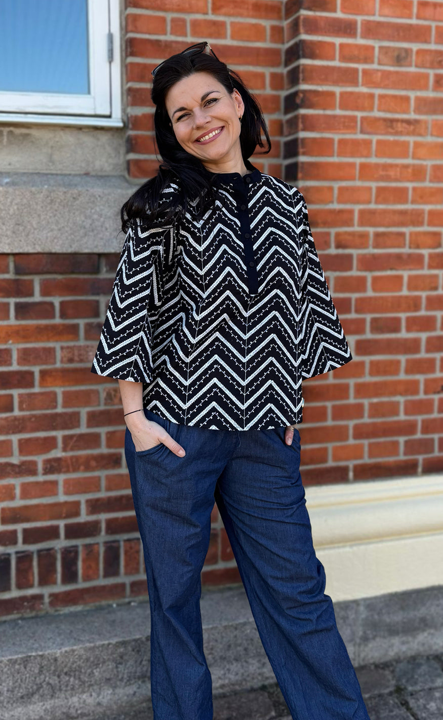 Say INA Copenhagen Skjorte - Zara Zig Zag - Black W. White