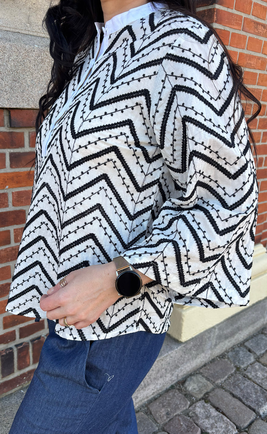 Say INA Copenhagen Skjorte - Zara Zig Zag - White W. Black