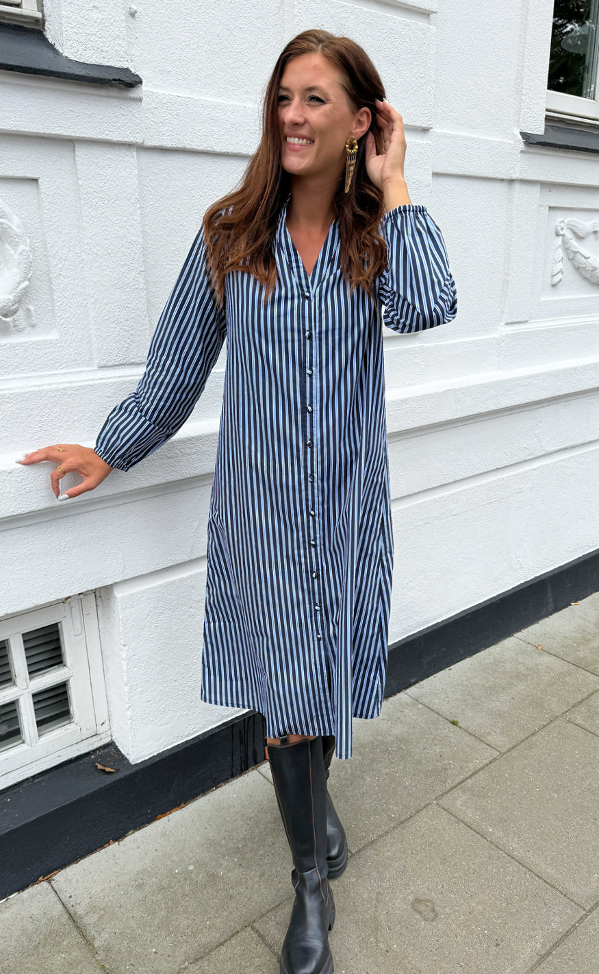 Say INA Copenhagen Skjortekjole - Cilla - Navy Blue Stripes