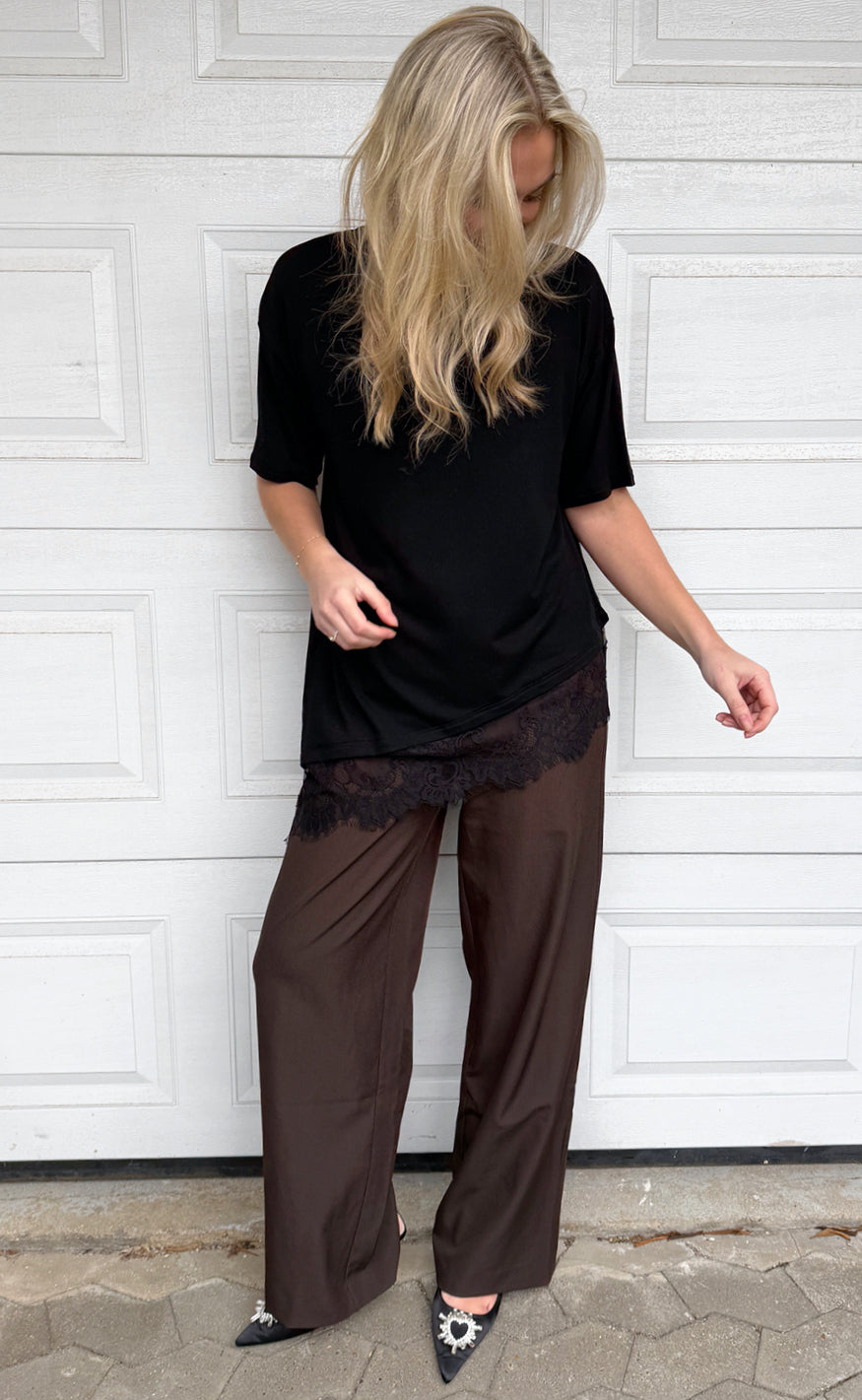 Say INA Copenhagen T-Shirt - Larisa Lace Asymmetric - Black