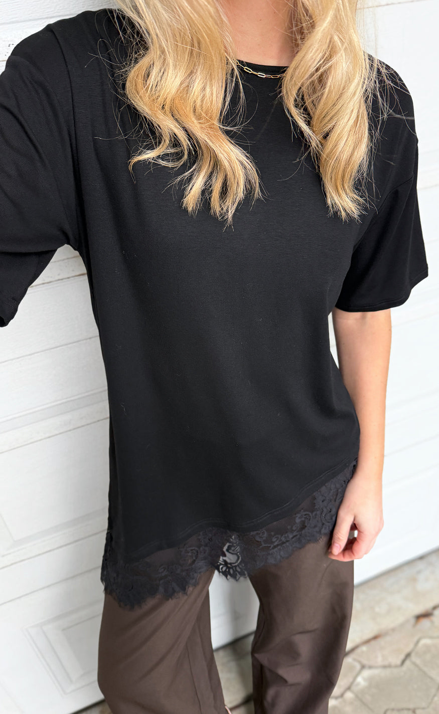 Say INA Copenhagen T-Shirt - Larisa Lace Asymmetric - Black