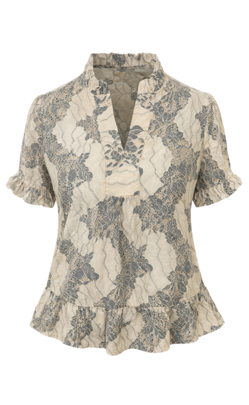 Say INA Copenhagen T-Shirt - Weronica - Beige Lace