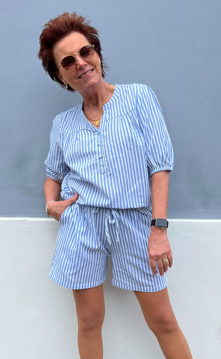Say INA Copenhagen Top - Alba - Blue Striped