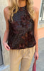 Say INA Copenhagen Top - Ava - Dark Brown Sequin W. Flowers