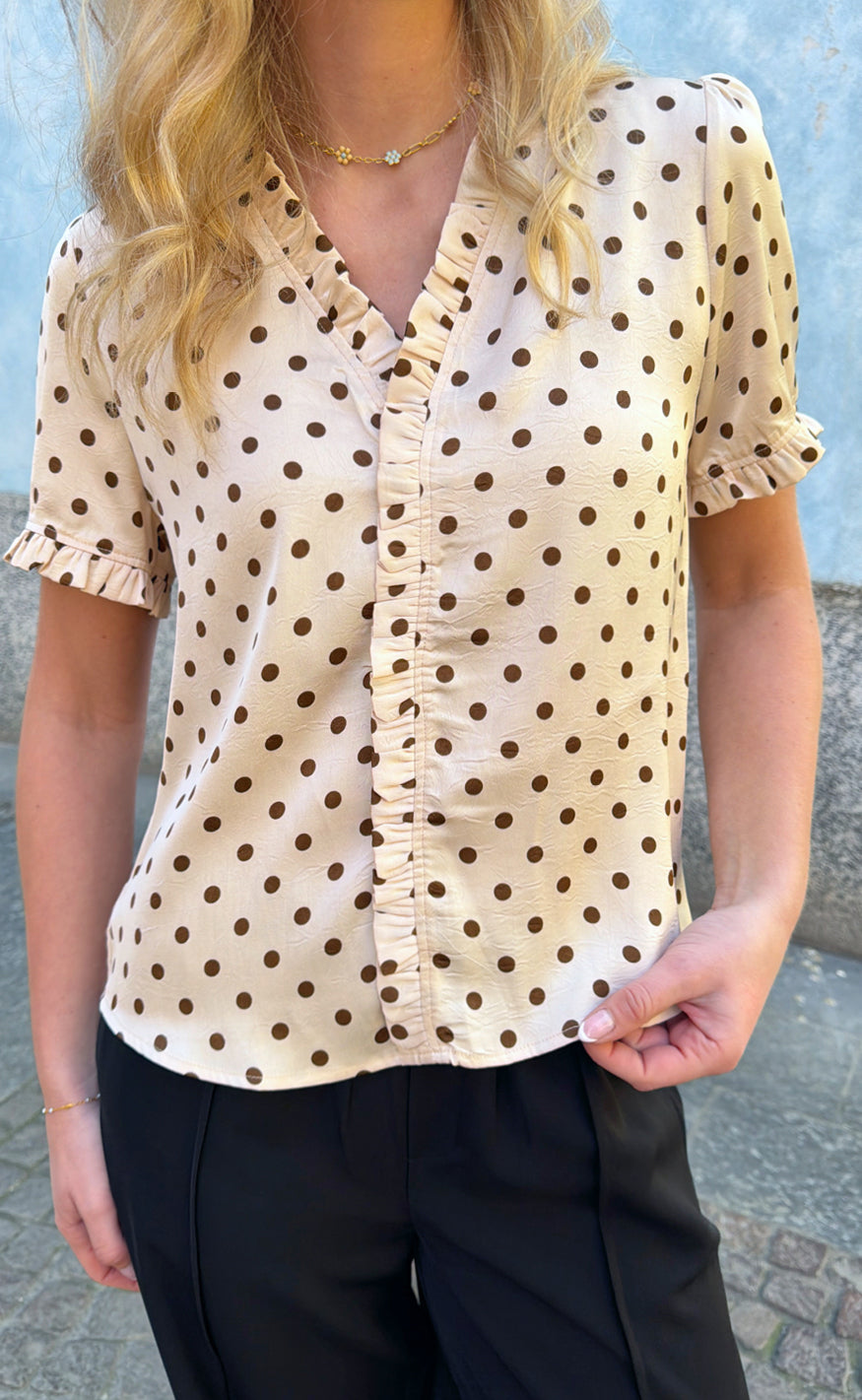 Say INA Copenhagen Top - Catja - Beige Dots