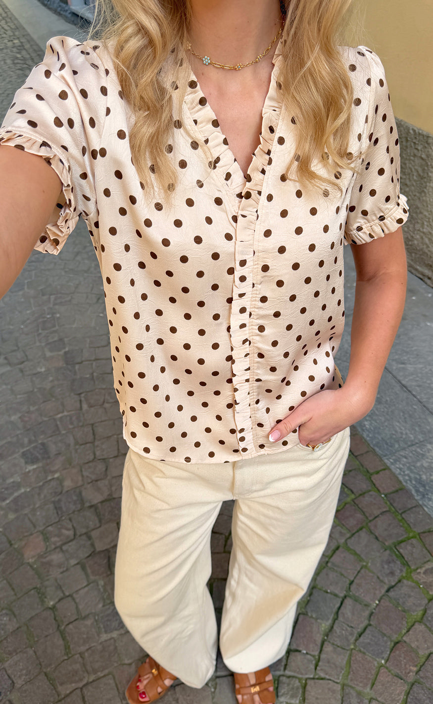 Say INA Copenhagen Top - Catja - Beige Dots