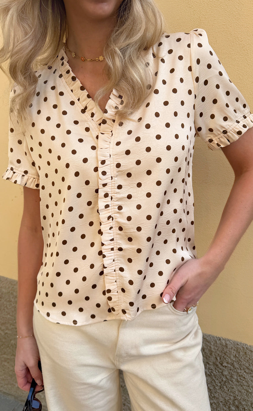 Say INA Copenhagen Top - Catja - Beige Dots