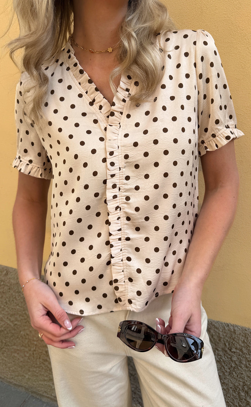 Say INA Copenhagen Top - Catja - Beige Dots