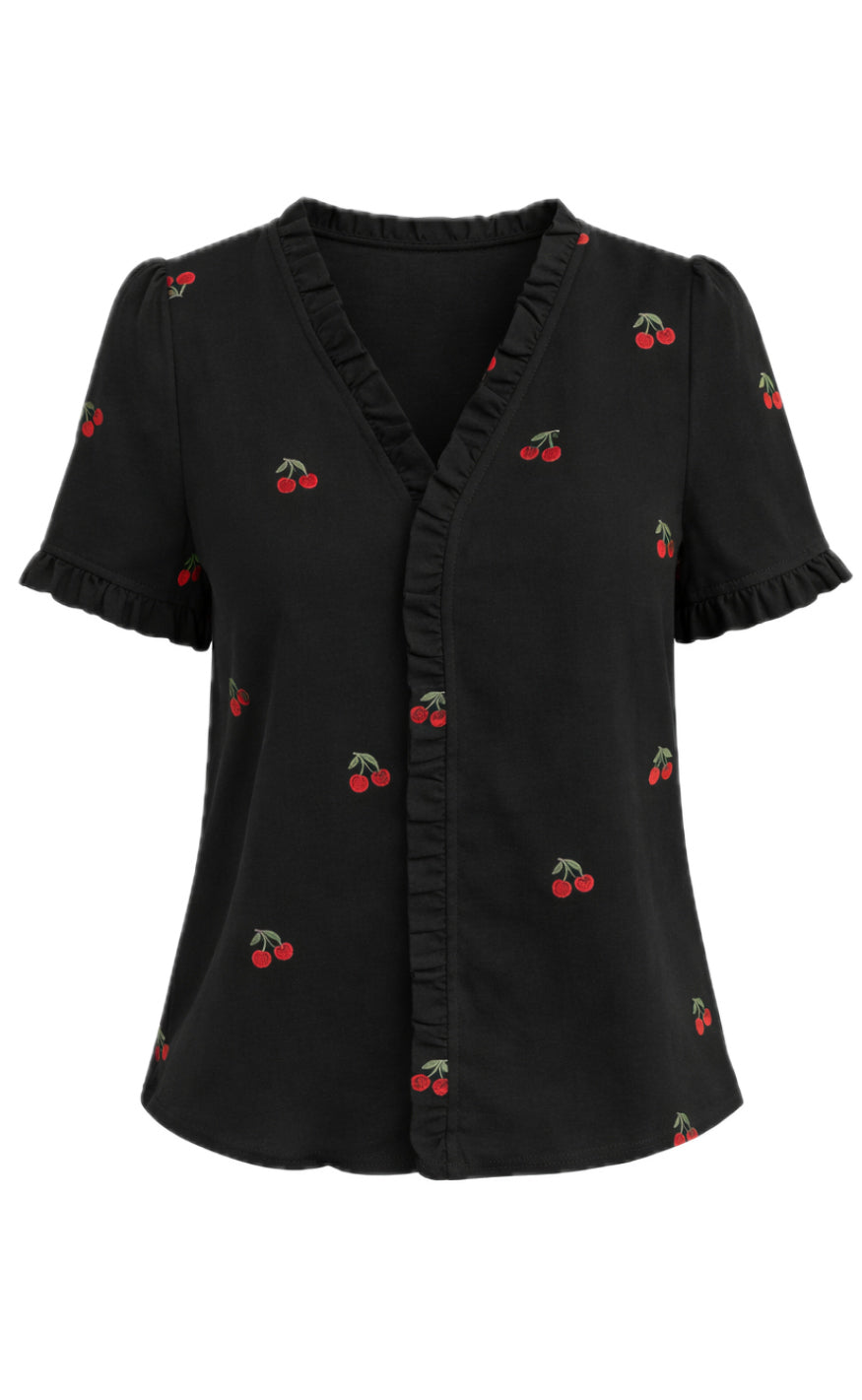 Say INA Copenhagen Top - Catja - Black W. Cherries