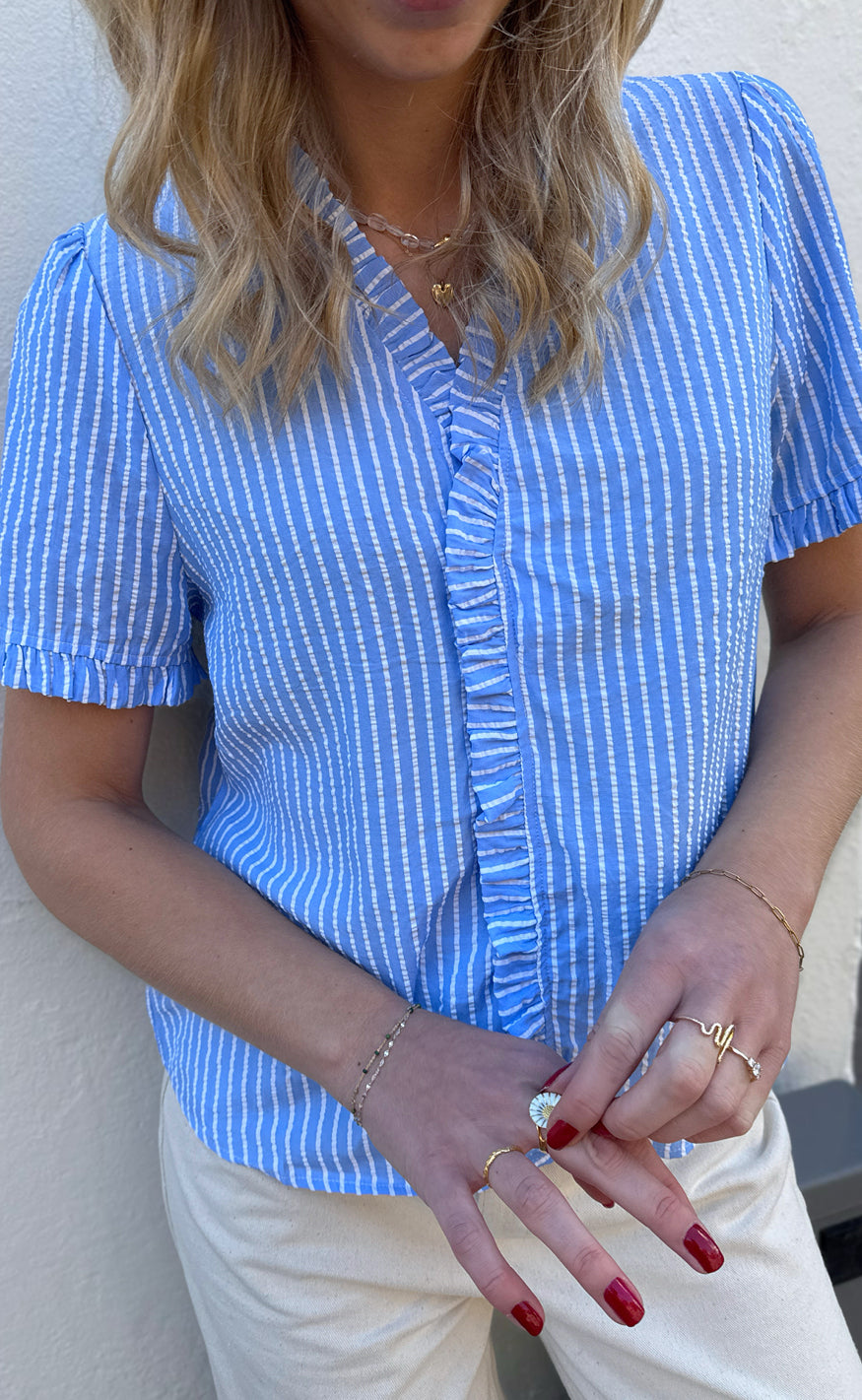 Say INA Copenhagen Top - Catja - Blue Striped