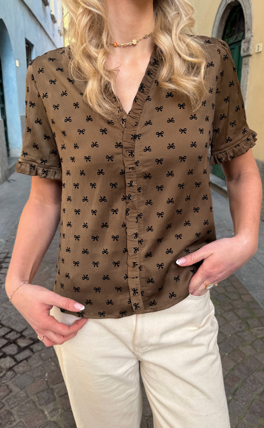 Say INA Copenhagen Top - Catja - Brown Bows