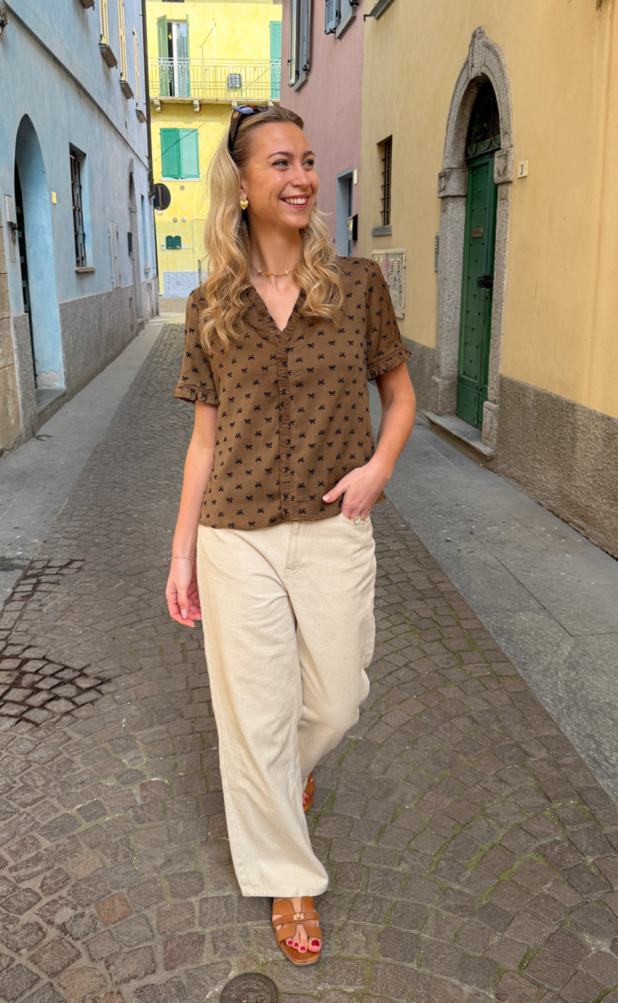 Say INA Copenhagen Top - Catja - Brown Bows