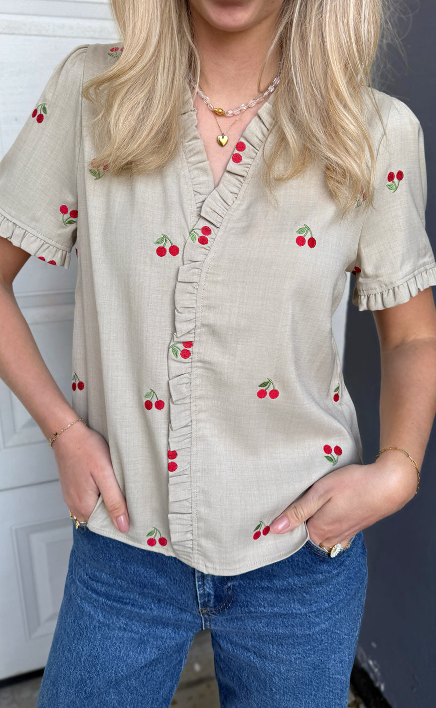 Say INA Copenhagen Top - Catja - Sand W. Cherries