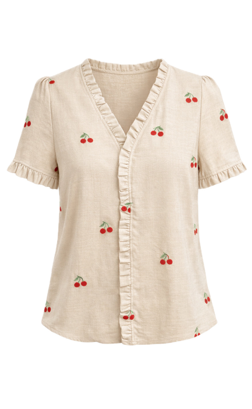 Say INA Copenhagen Top - Catja - Sand W. Cherries