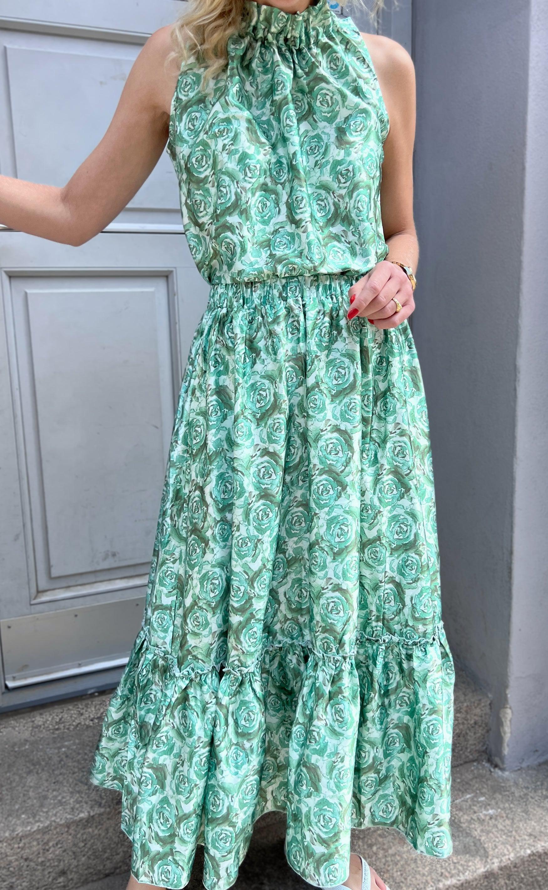 Say INA Copenhagen Top - Ellen - Green Roses (vendbar)