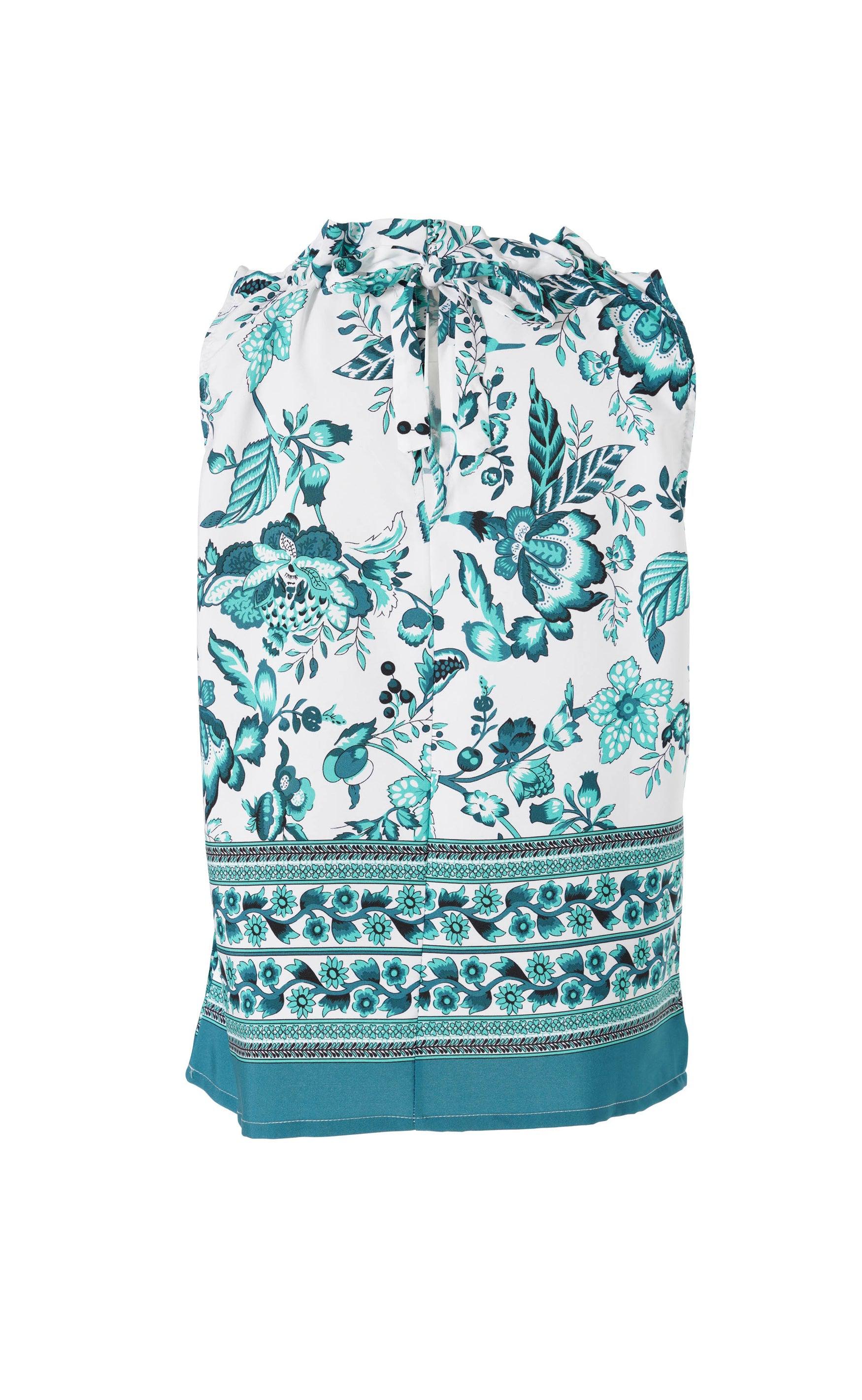 Say INA Copenhagen Top - Ellen - White/Green Flower (vendbar)