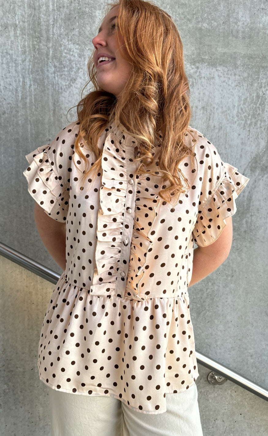 Say INA Copenhagen Top - Freya - Beige Dots