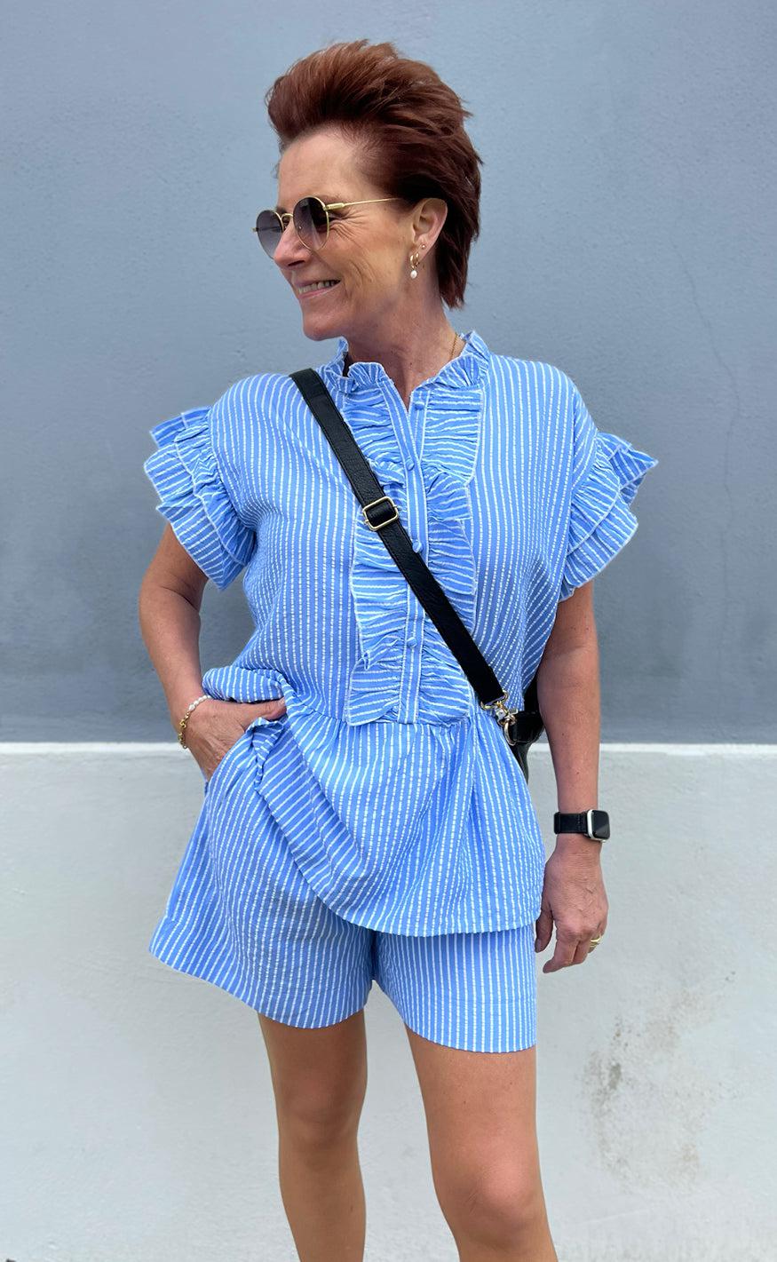Say INA Copenhagen Top - Freya - Blue Striped