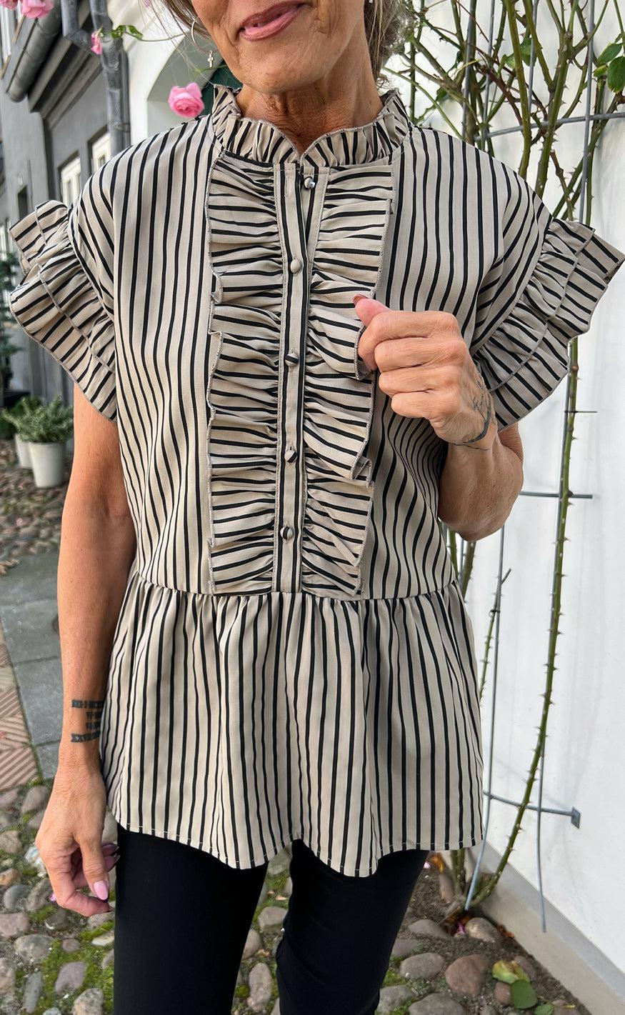 Say INA Copenhagen Top - Freya - Brown/Black Stripe
