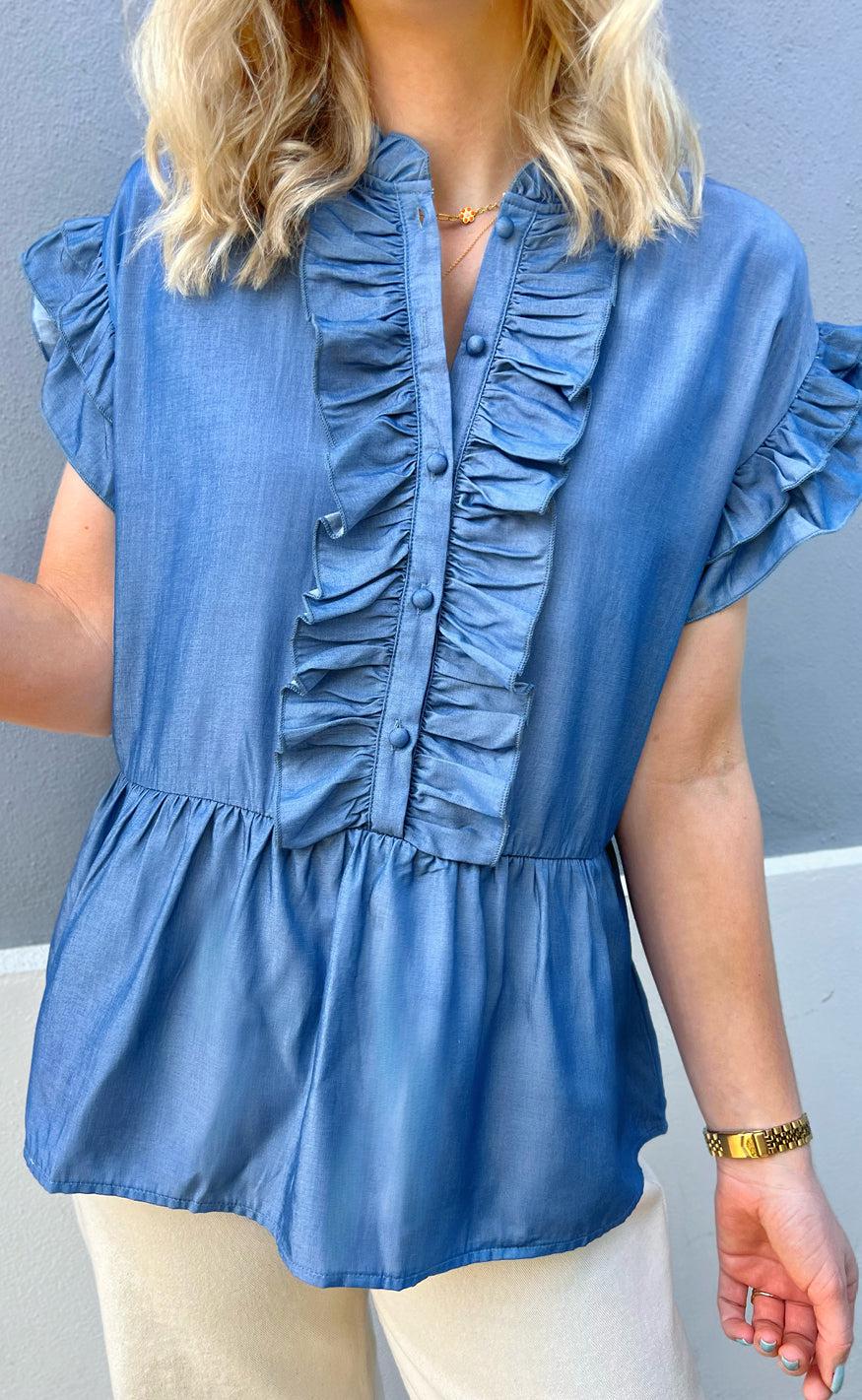Say INA Copenhagen Top - Freya - Denim Blue