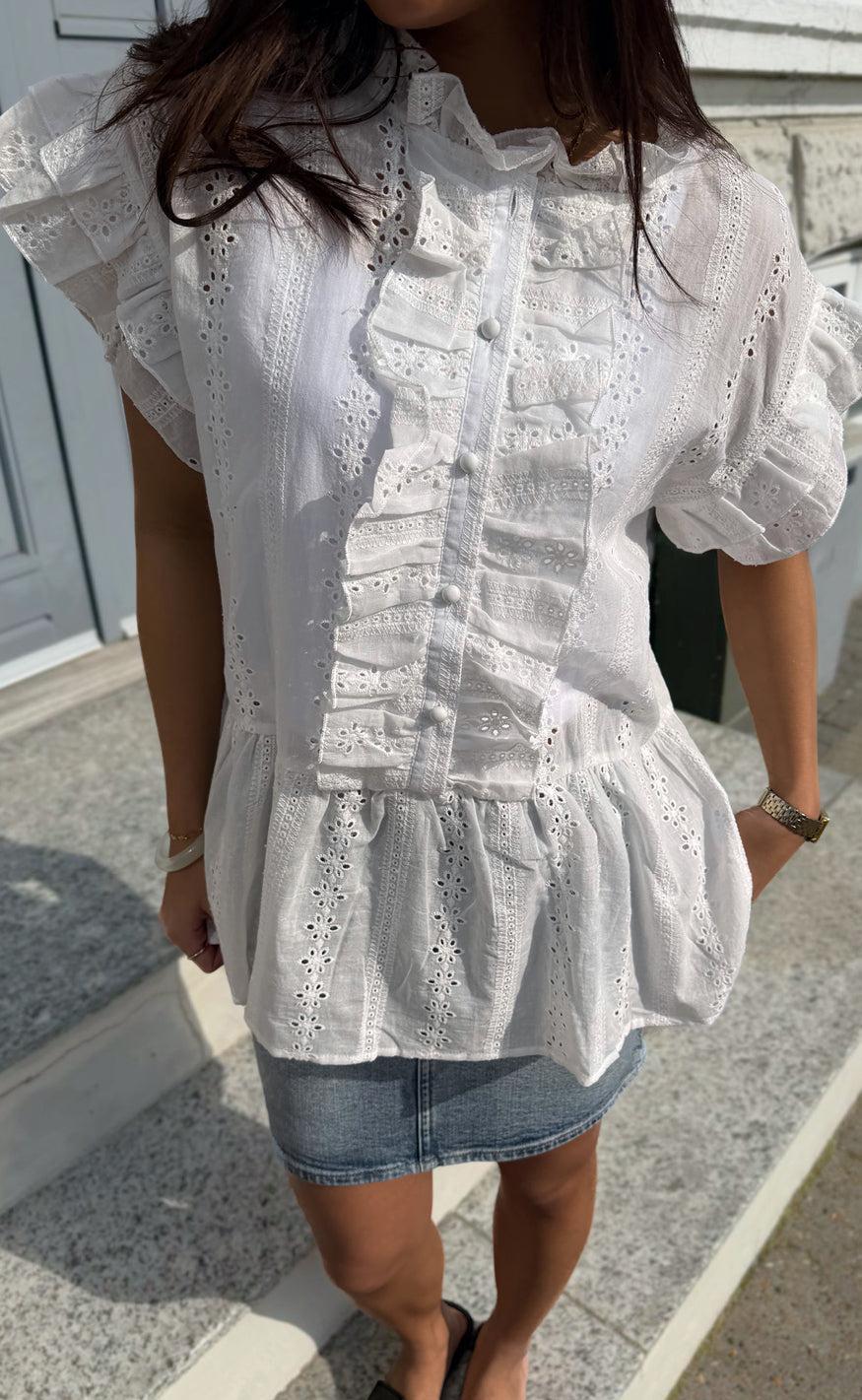 Say INA Copenhagen Top - Freya - White Broderie Anglaise