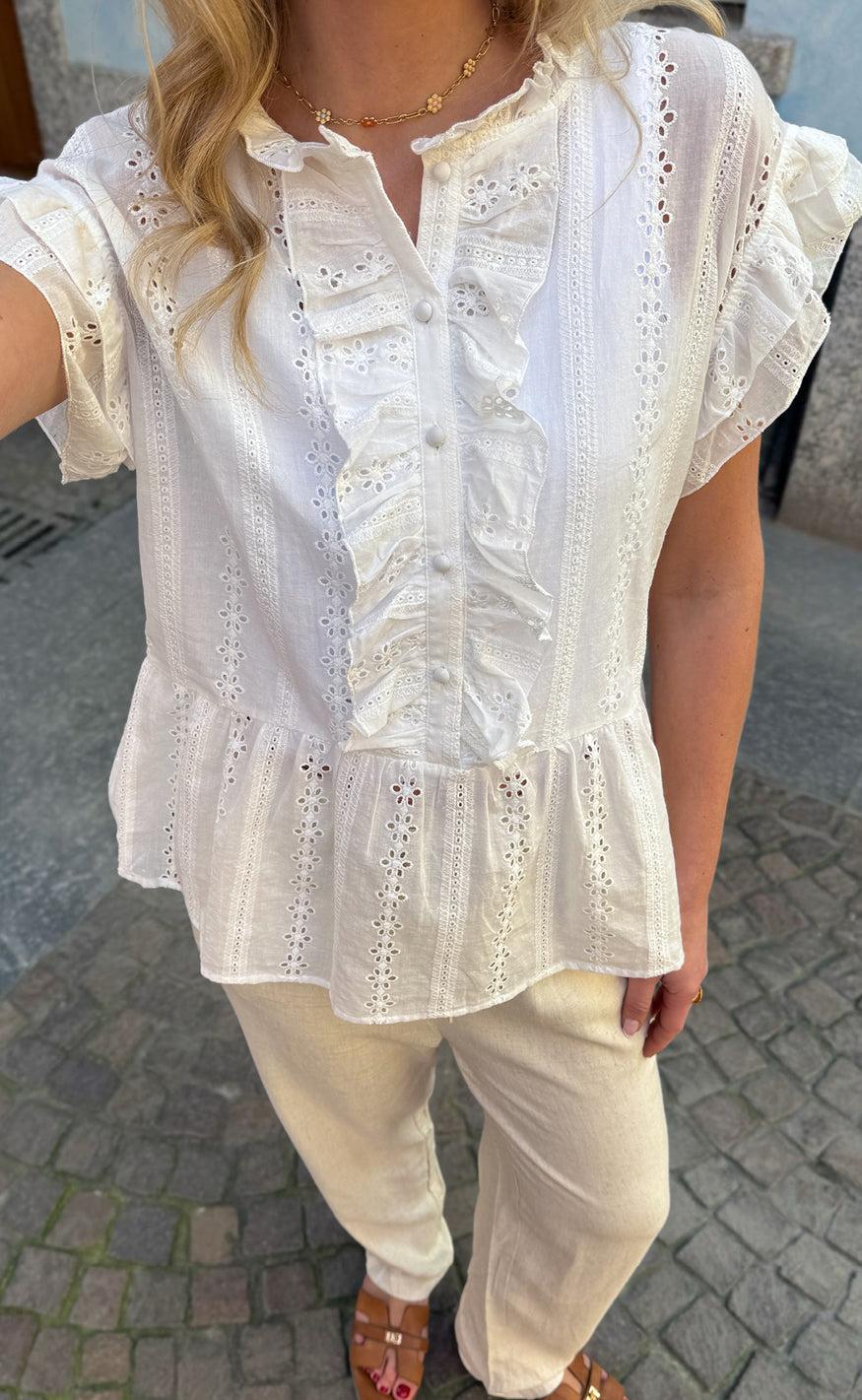 Say INA Copenhagen Top - Freya - White Broderie Anglaise