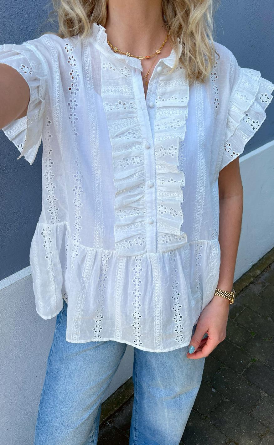 Say INA Copenhagen Top - Freya - White Broderie Anglaise