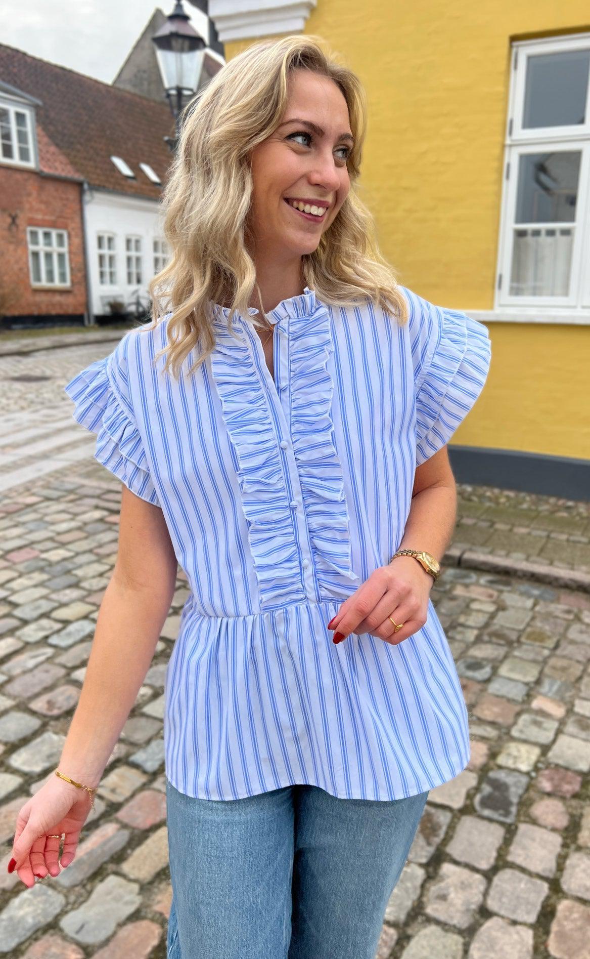 Say INA Copenhagen Top - Freya - White/Blue Striped