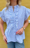 Say INA Copenhagen Top - Freya - White/Blue Striped