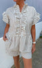 Say INA Copenhagen Top - Freya - White/Brown Striped