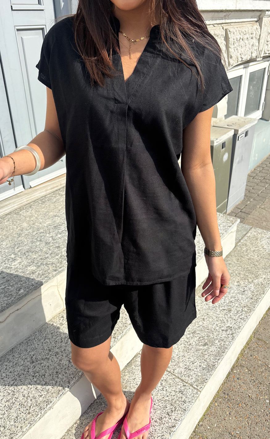 Say INA Copenhagen Top - Laura Linen - Black