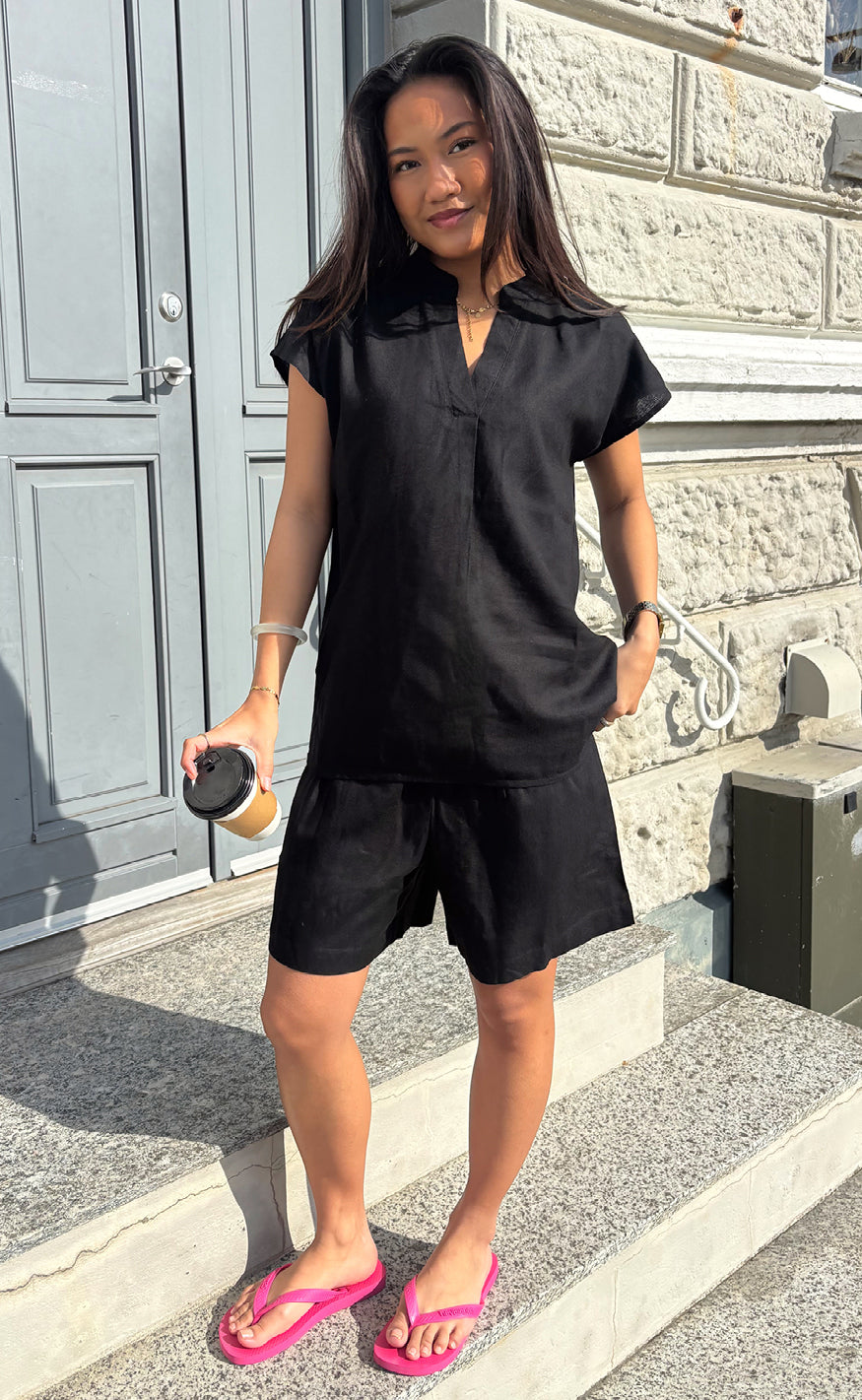 Say INA Copenhagen Top - Laura Linen - Black