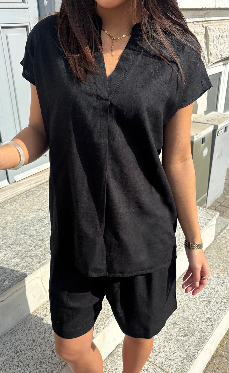 Say INA Copenhagen Top - Laura Linen - Black