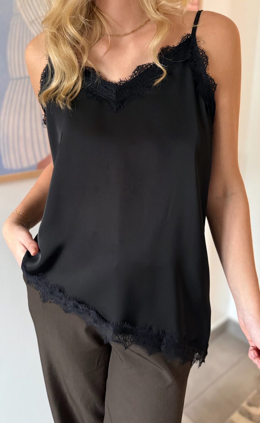 Say INA Copenhagen Top - Lavi Lace - Black Satin