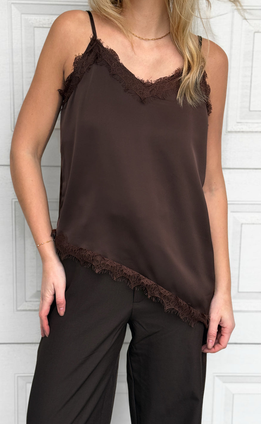 Say INA Copenhagen Top - Lavi Lace - Dark Brown Satin